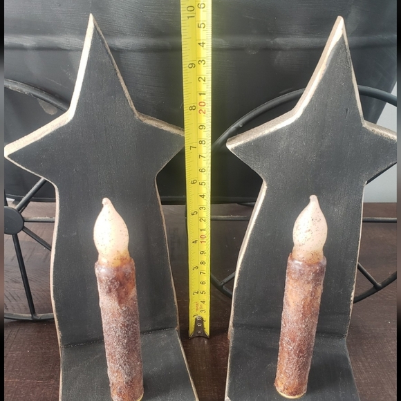 Primitive Rustic Black Star Candle Holders - Picture 2 of 3